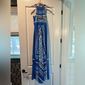 Eliza J crepe tie neck maxi dress
